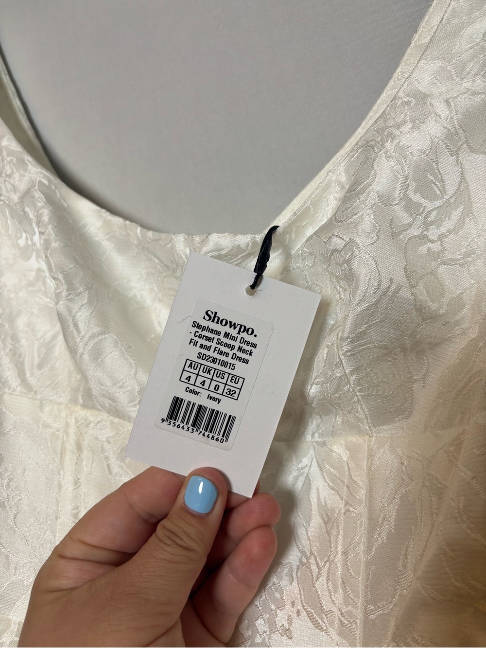 Showpo Stephanie Mini Dress Scoop Neck Flare Dress Ivory Size 0 White Bridal - Picture 6 of 9